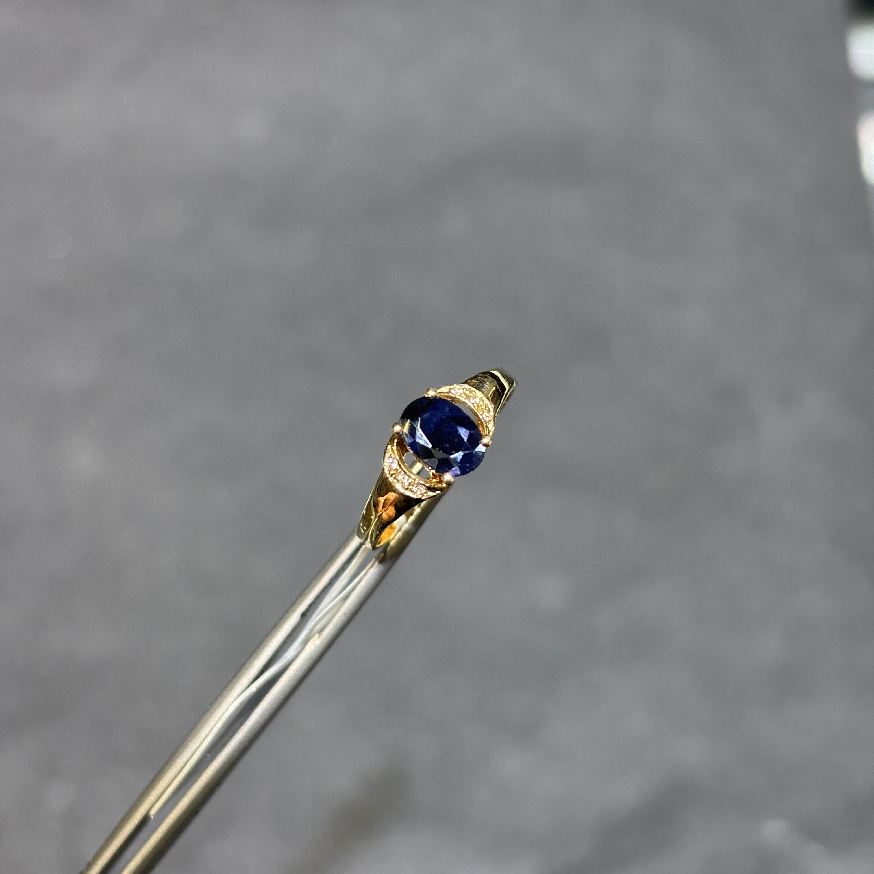 18k gold natural sapphire ring oval 5*7 women's ring