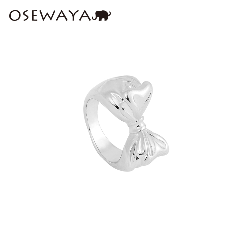 OSEWAYA戒指银色液态金属蝴蝶结素圈食指小众设计高级感轻奢指环-图3