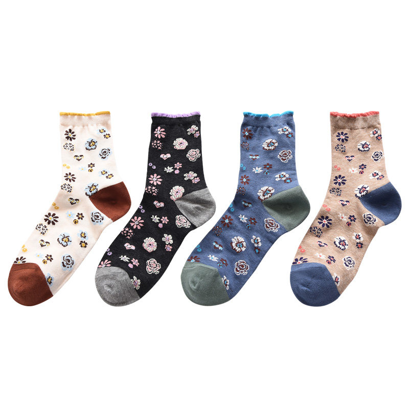 ins潮春秋洋气日系和风手工中筒袜 尔晏短袜/打底袜/丝袜/美腿袜