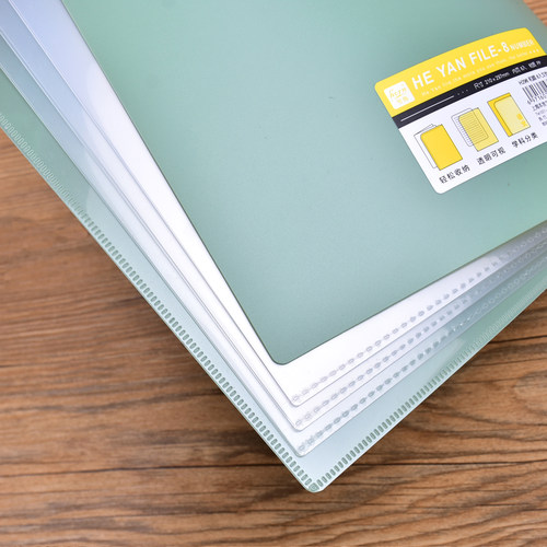 horn号角L型透明文件夹A4实色磨砂PP资料整理插页袋文件试卷收纳袋4入6入8入高清透明文件夹子办公学习通用款 - 图3