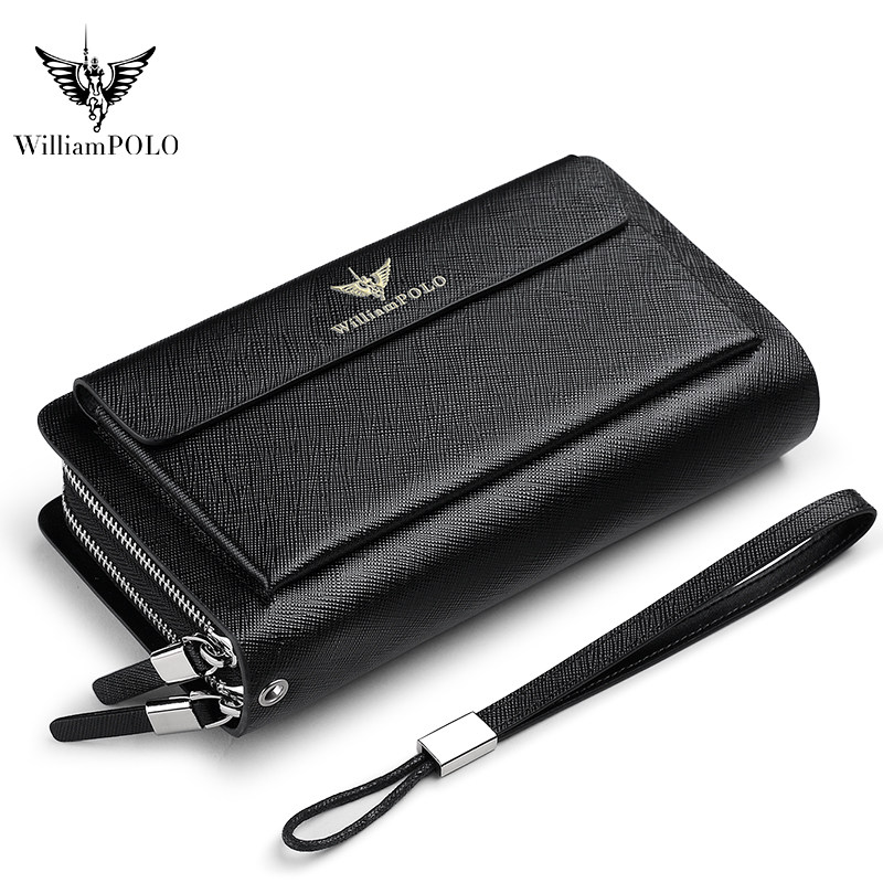 英皇保罗大容量真皮长款拉链钱包 williampolo钱包