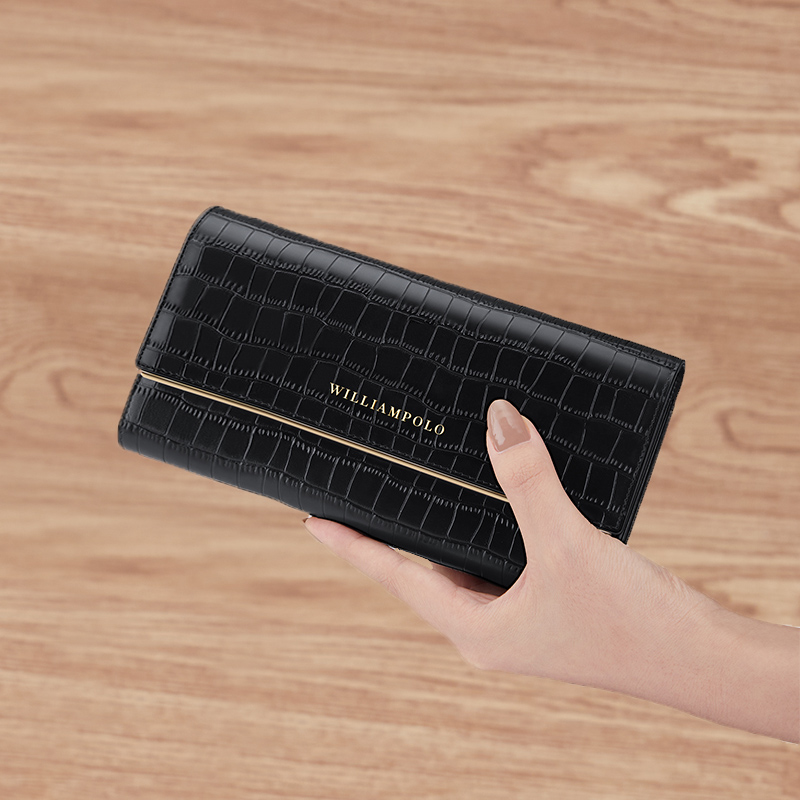 英皇保罗女长款2021新款真皮钱包 williampolo钱包