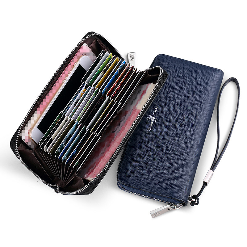 英皇保罗男士多卡位简约长款钱包 williampolo卡包