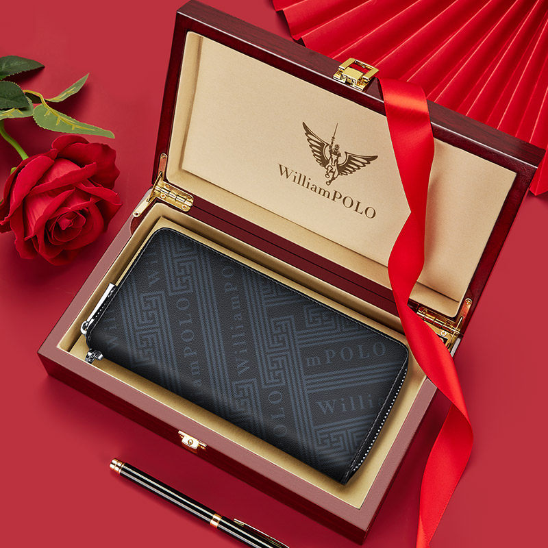 英皇保罗男士真皮长款新款潮牌钱包 williampolo钱包