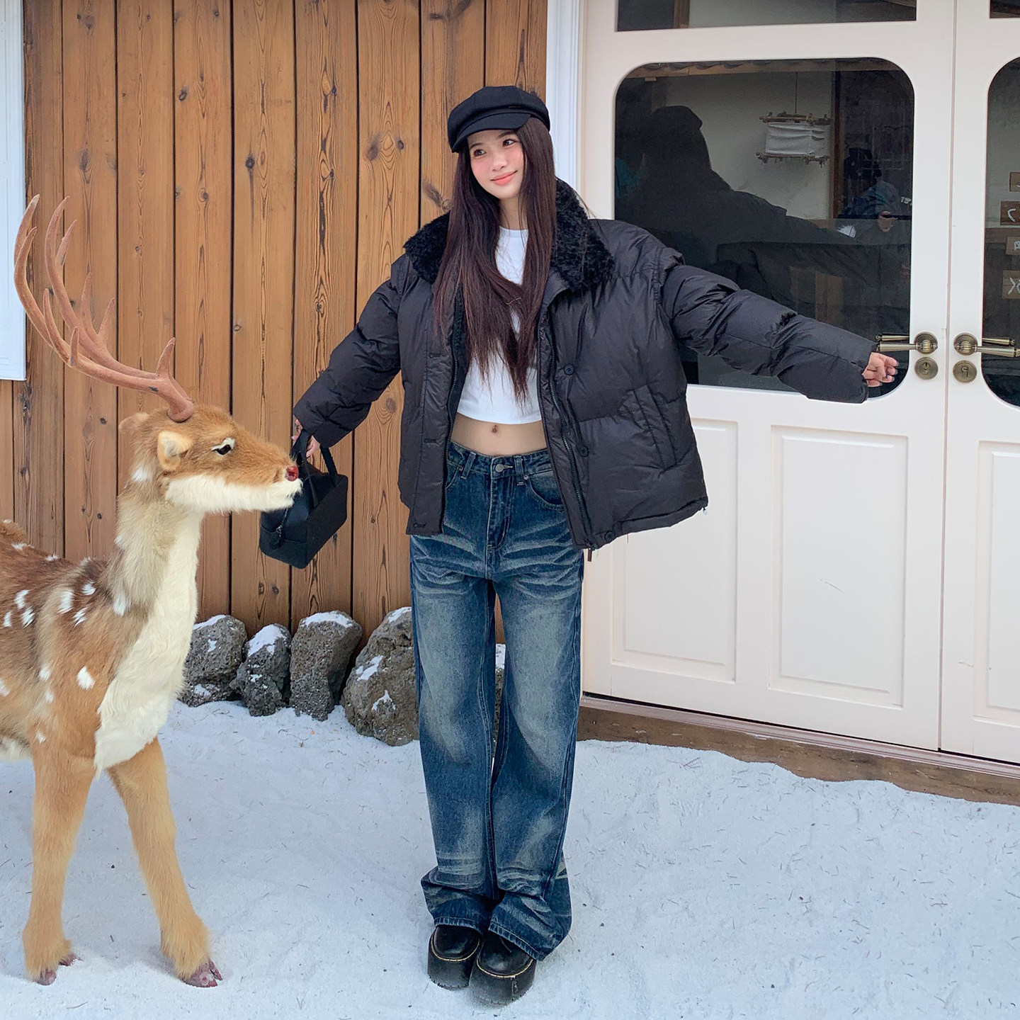 橘子树在哪儿美式复古水洗猫须牛仔裤女秋冬设计感宽松直筒阔腿裤,淘宝优惠券,粉丝福利购,淘宝优惠卷