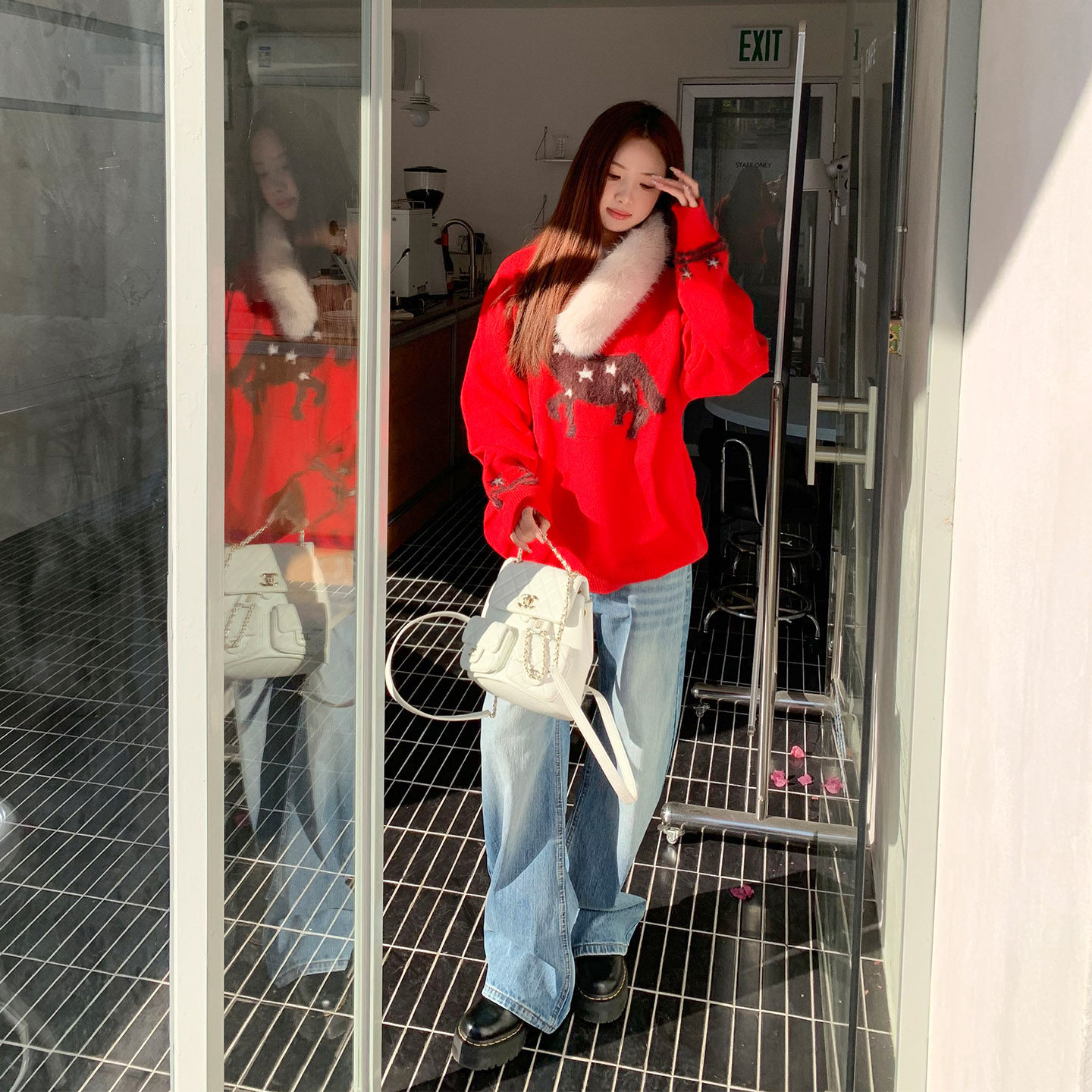 橘子树在哪儿蓝色复古阔腿牛仔裤女冬季水洗宽松休闲直筒拖地裤子,淘宝优惠券,粉丝福利购,淘宝优惠卷