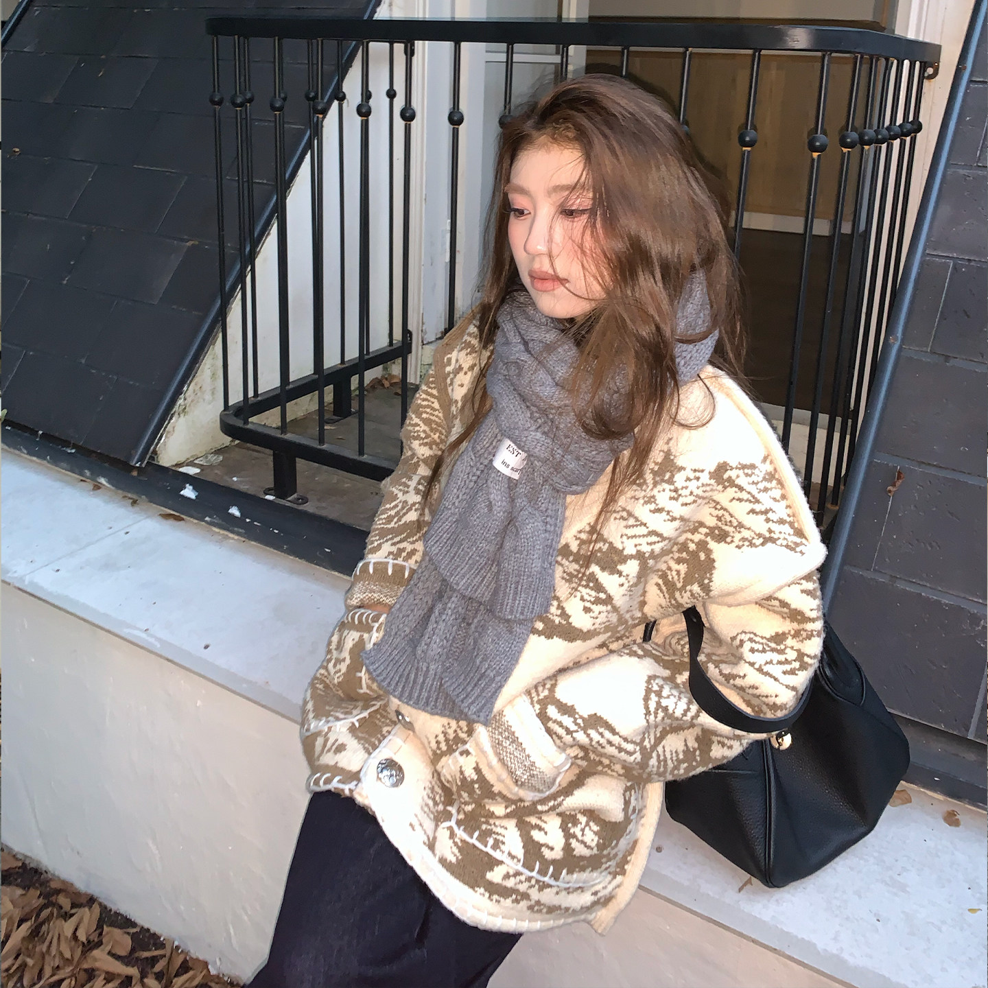 【清仓价】橘子树在哪儿复古提花V领毛衣外套女秋冬季软糯针织衫,淘宝优惠券,粉丝福利购,淘宝优惠卷