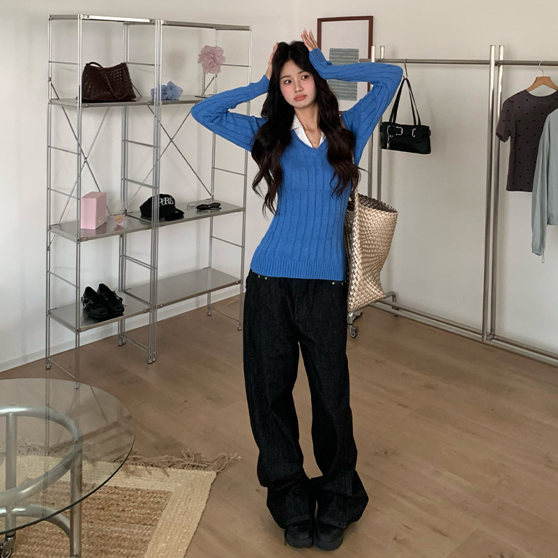 橘子树在哪儿假两件V领针织衫女秋季设计感收腰显瘦气质辣妹上衣,淘宝优惠券,粉丝福利购,淘宝优惠卷