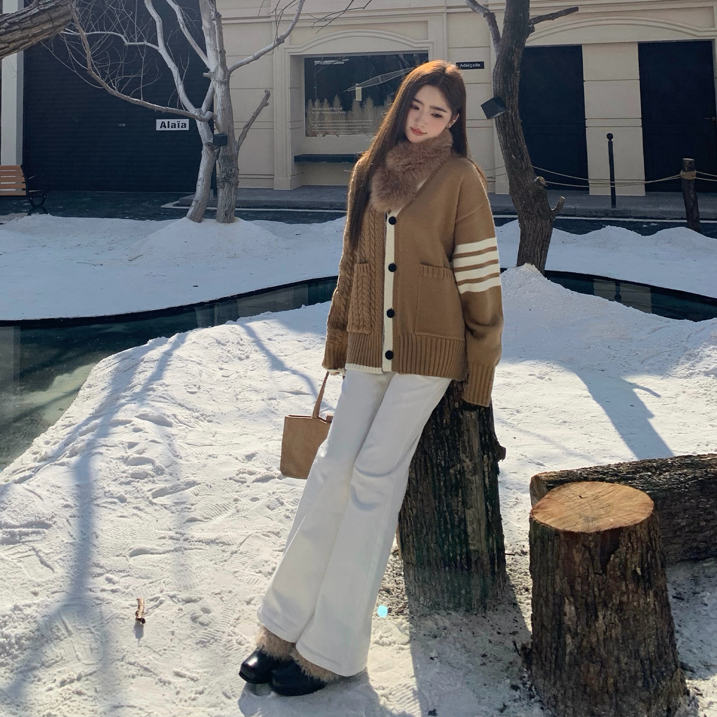 橘子树在哪儿高腰四面弹微喇牛仔裤女秋冬设计感直筒修身显瘦裤子,淘宝优惠券,粉丝福利购,淘宝优惠卷