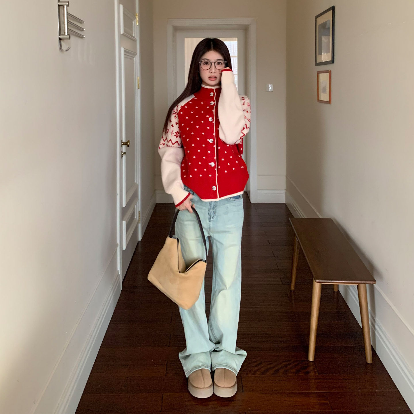 【限时价】橘子树在哪儿水泥色微喇牛仔裤女秋百搭高腰窄版拖地裤,淘宝优惠券,粉丝福利购,淘宝优惠卷