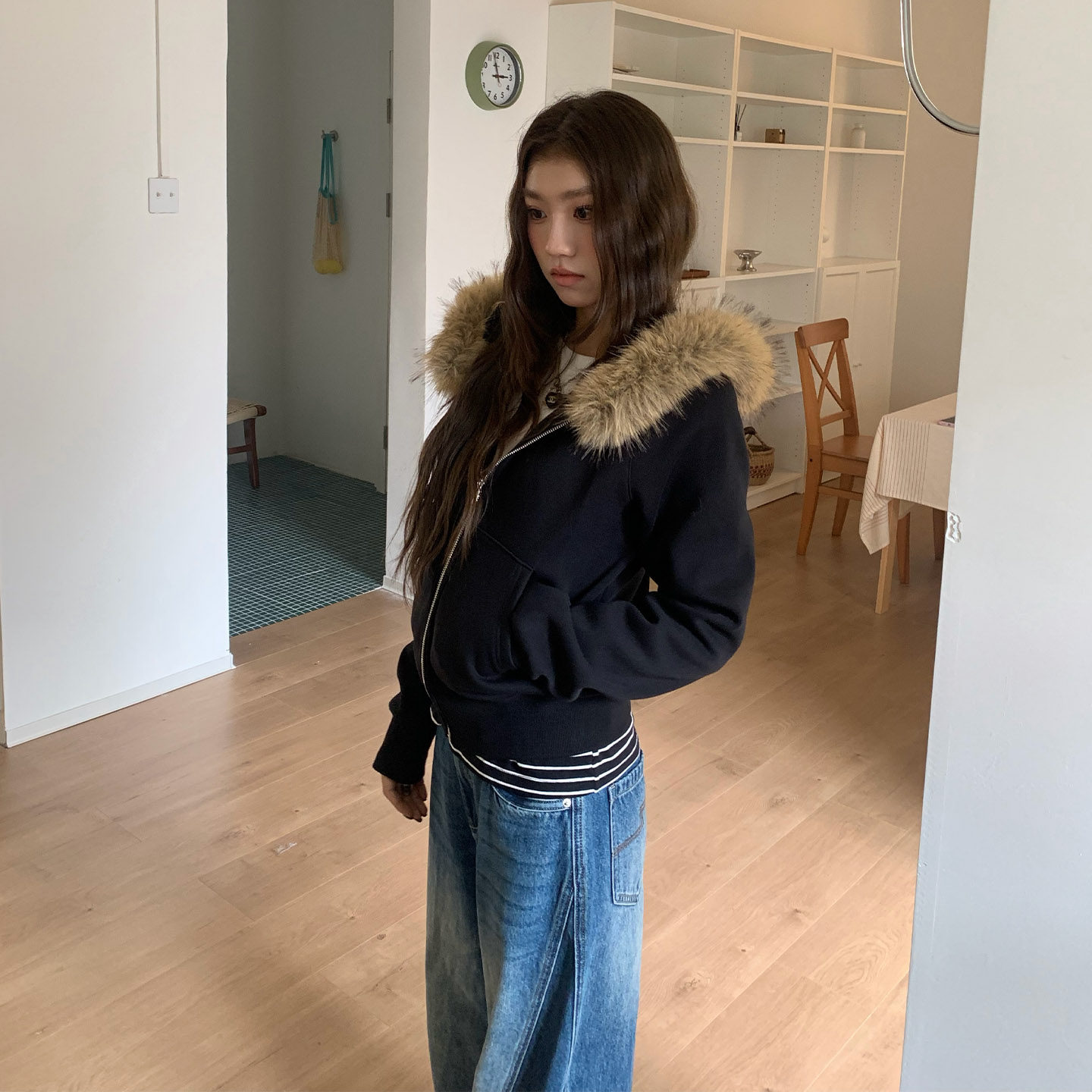 橘子树在哪儿可拆卸毛领连帽卫衣外套女秋季氛围感休闲显瘦短上衣,淘宝优惠券,粉丝福利购,淘宝优惠卷