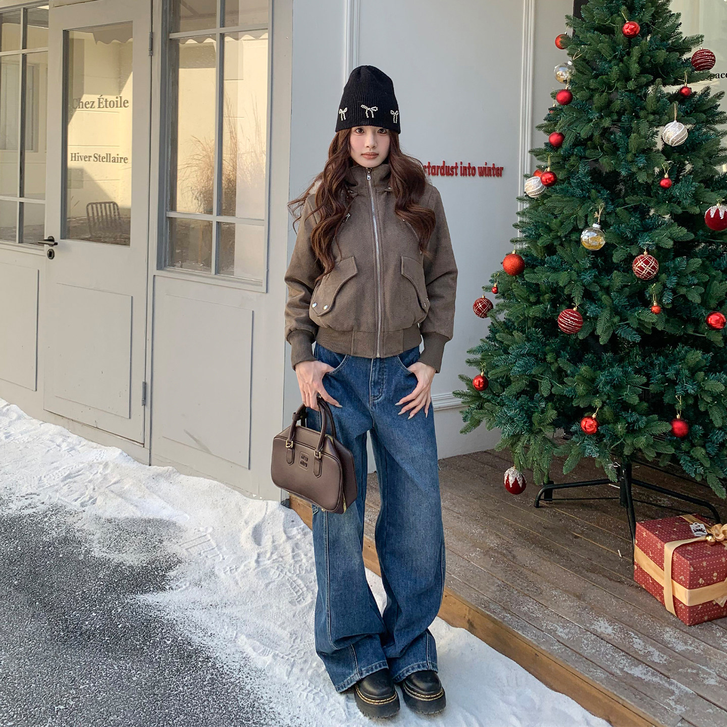 橘子树在哪儿蓝色加绒阔腿牛仔裤女冬季垂感休闲宽松直筒拖地裤子,淘宝优惠券,粉丝福利购,淘宝优惠卷