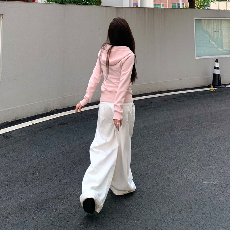 【限时价】橘子树在哪儿卡其色牛仔裤女秋季垂感阔腿拖地百搭裤子,淘宝优惠券,粉丝福利购,淘宝优惠卷