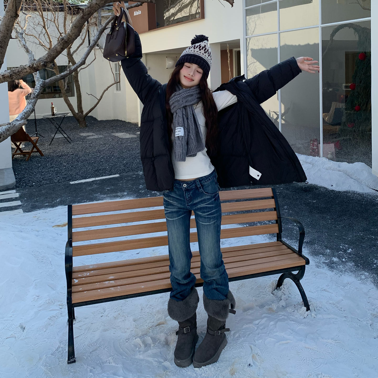 橘子树在哪儿复古中腰猫须微喇牛仔裤女秋冬设计感直筒显瘦马蹄裤,淘宝优惠券,粉丝福利购,淘宝优惠卷