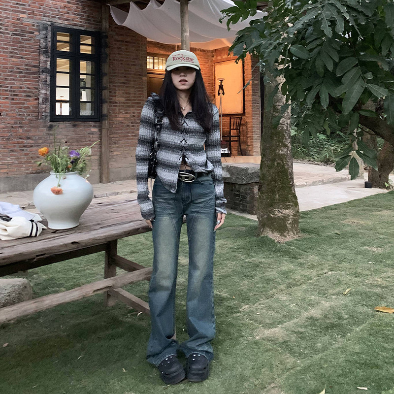 橘子树在哪儿复古做旧水洗低腰微喇牛仔裤女春季直筒显瘦拖地裤子,淘宝优惠券,粉丝福利购,淘宝优惠卷