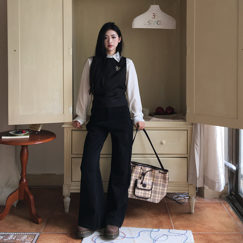 橘子树在哪儿黑色高腰喇叭牛仔裤女春季辣妹修身显瘦百搭拖地长裤,淘宝优惠券,粉丝福利购,淘宝优惠卷