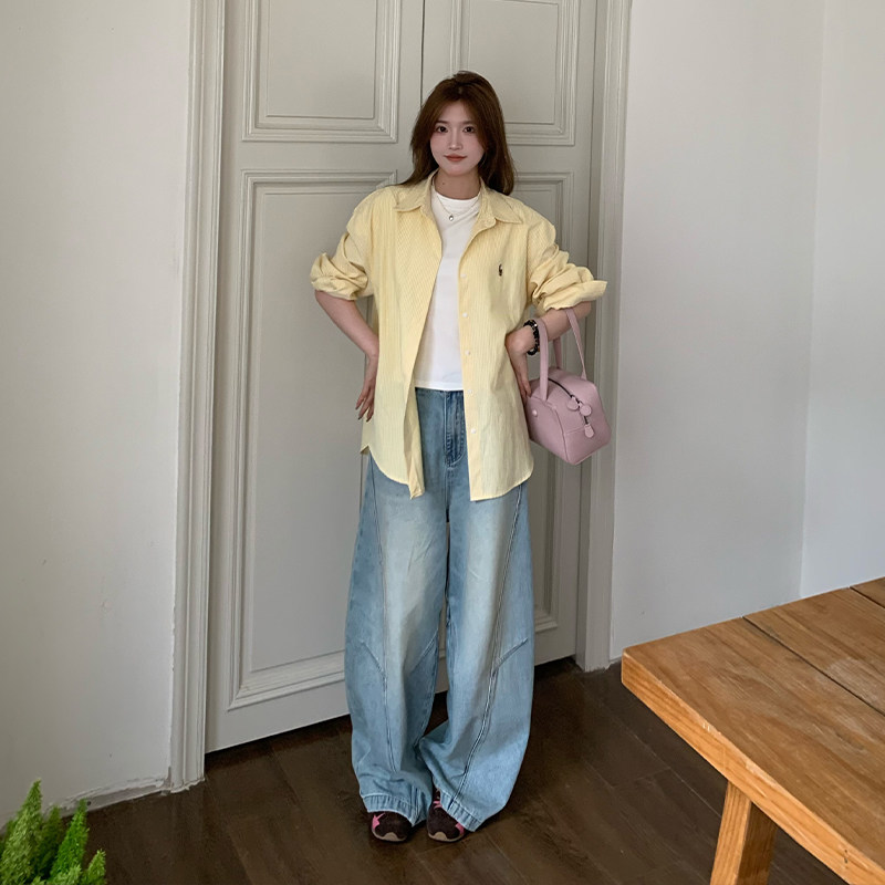 【限时价】橘子树在哪儿美式水洗阔腿牛仔裤女春季显瘦拖地弯刀裤,淘宝优惠券,粉丝福利购,淘宝优惠卷