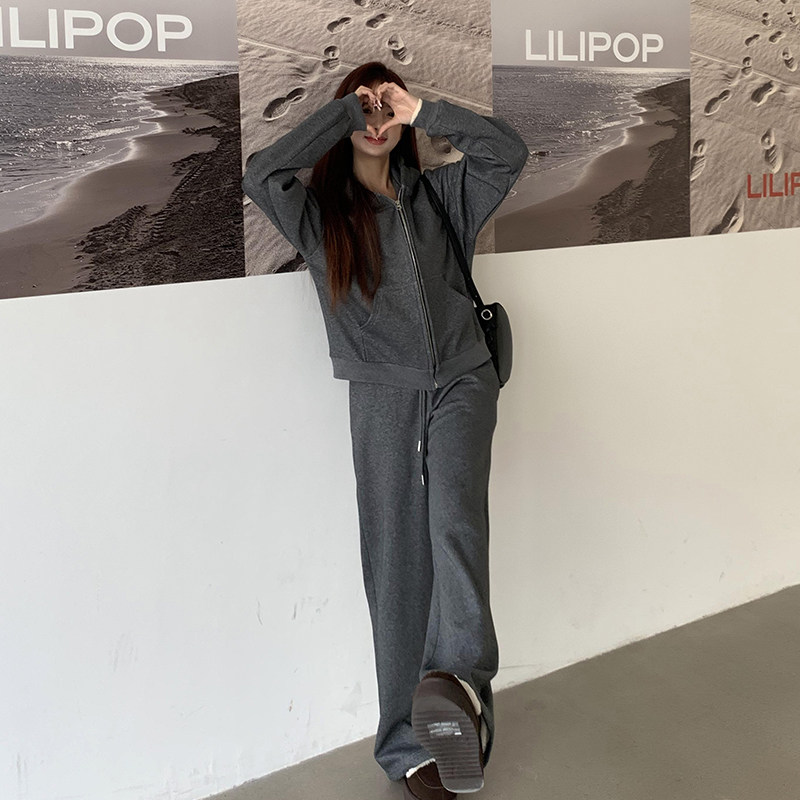 橘子树在哪儿韩系加绒连帽卫衣外套女秋冬设计感阔腿休闲裤两件套,淘宝优惠券,粉丝福利购,淘宝优惠卷