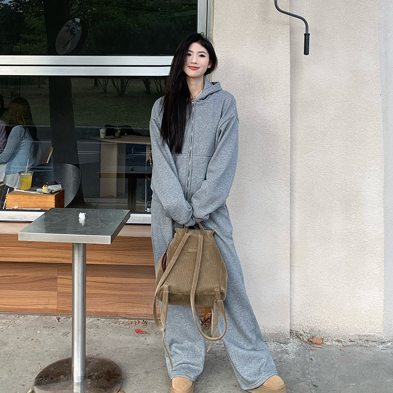 橘子树在哪儿韩系加绒连帽卫衣外套女秋冬设计感阔腿休闲裤两件套,淘宝优惠券,粉丝福利购,淘宝优惠卷
