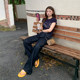 ບ່ອນທີ່ຕົ້ນໄມ້ສີສົ້ມ Retro Denim Bell Bottoms Summer ຂອງແມ່ຍິງ