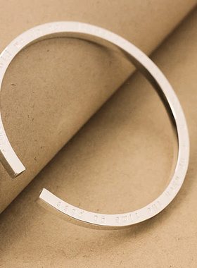 时光不老我们不散足银999时尚对口手镯气质开口小众设计女式手环