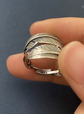 纯银羽毛印第安风情戒指