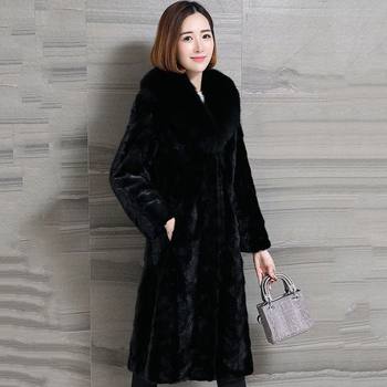 100% mink + fox fur collar 2022 ດູໃບໄມ້ລົ່ນໃຫມ່ແລະລະດູຫນາວ Haining ທີ່ແທ້ຈິງ mink fur coat ເປືອກຫຸ້ມນອກຍາວຂອງແມ່ຍິງ