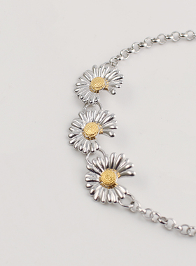 一休老银匠雏菊手链男女925纯银