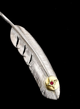 925纯银红宝石羽毛吊坠