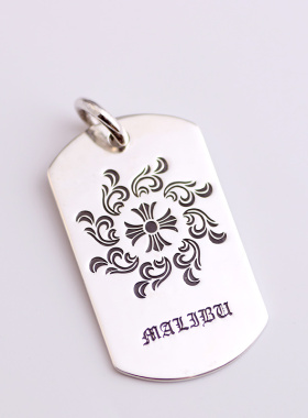 纯银狗牌朋克风情侣男女款吊坠