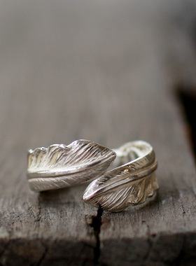 一休老银匠手工手作tk纯银双羽毛