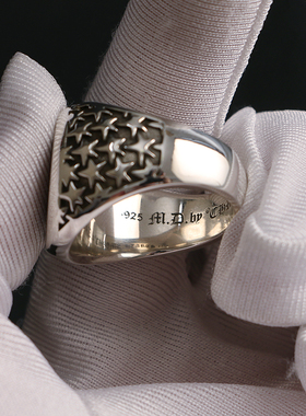 一休老银匠925纯银涂鸦logo戒指