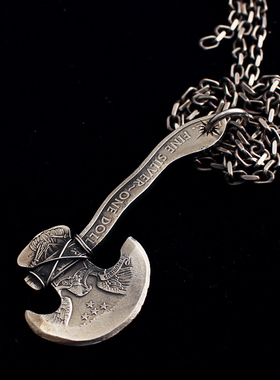 老鹰银币斧头吊坠项链