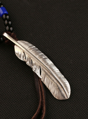 高桥吾郎纯银羽毛项链吊坠