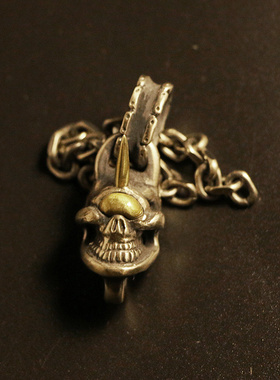 升级一休纯银独眼骷髅闪电吊坠