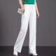 Summer thin pure cotton and linen trousers, wide-leg trousers, women's large size fat MM casual pants, slim straight-leg loose trousers, black