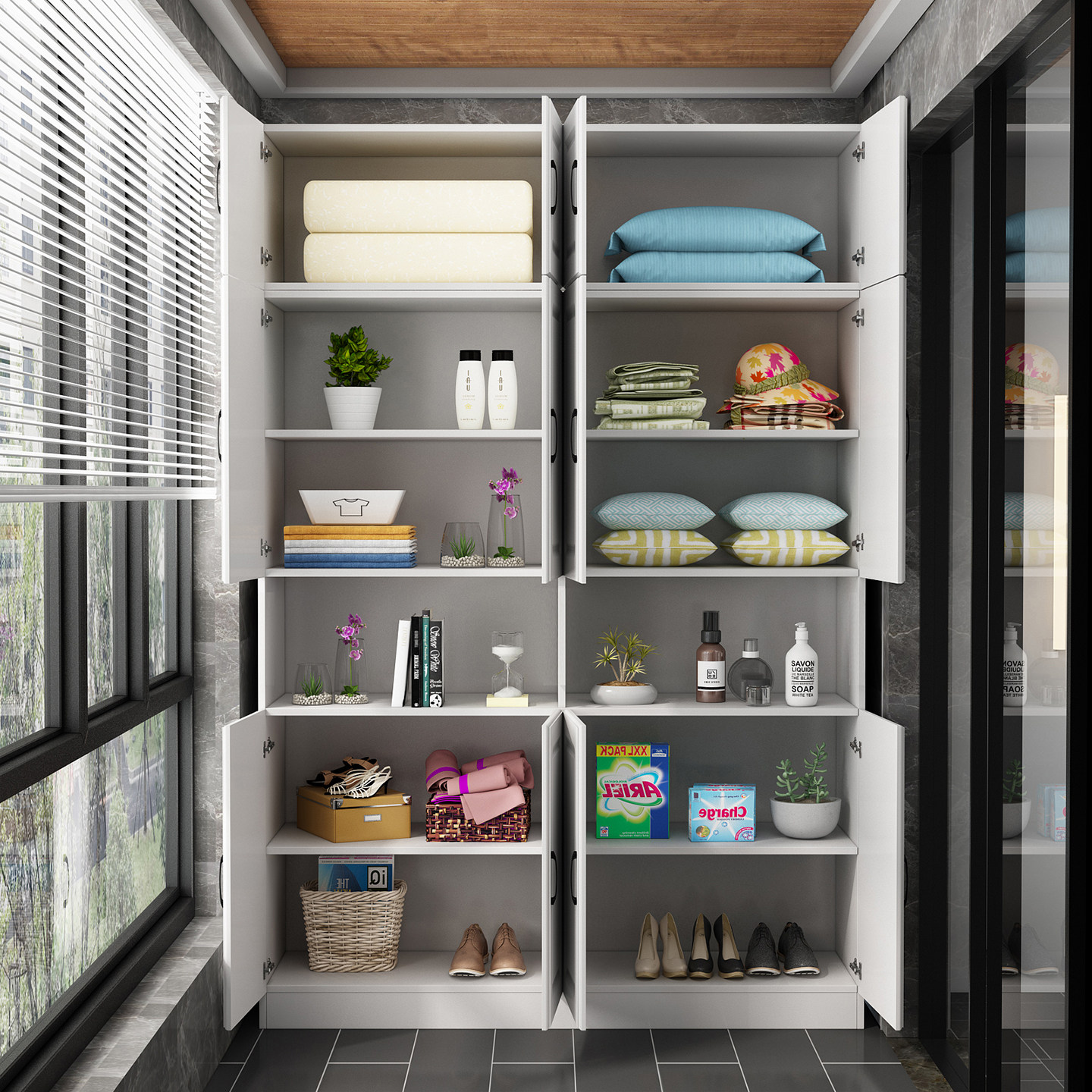 阳台防晒储物柜家用大容量现代简约鞋柜收纳柜门口玄关柜门厅高柜,淘宝优惠券,粉丝福利购,淘宝优惠卷