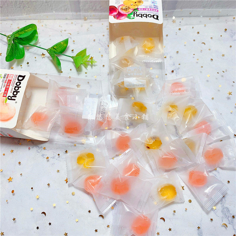 Dobby哆比果汁软糖Q弹芒果酸爽百香果110g爆浆喜糖果休闲零食包邮_虎窝淘