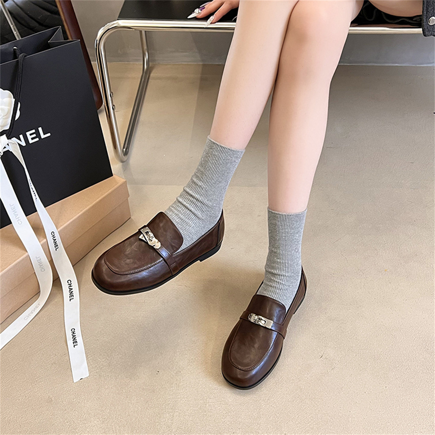 气质平底乐福鞋女2026春季新款爆款时尚百搭单鞋一脚蹬黑色小皮鞋,淘宝优惠券,粉丝福利购,淘宝优惠卷