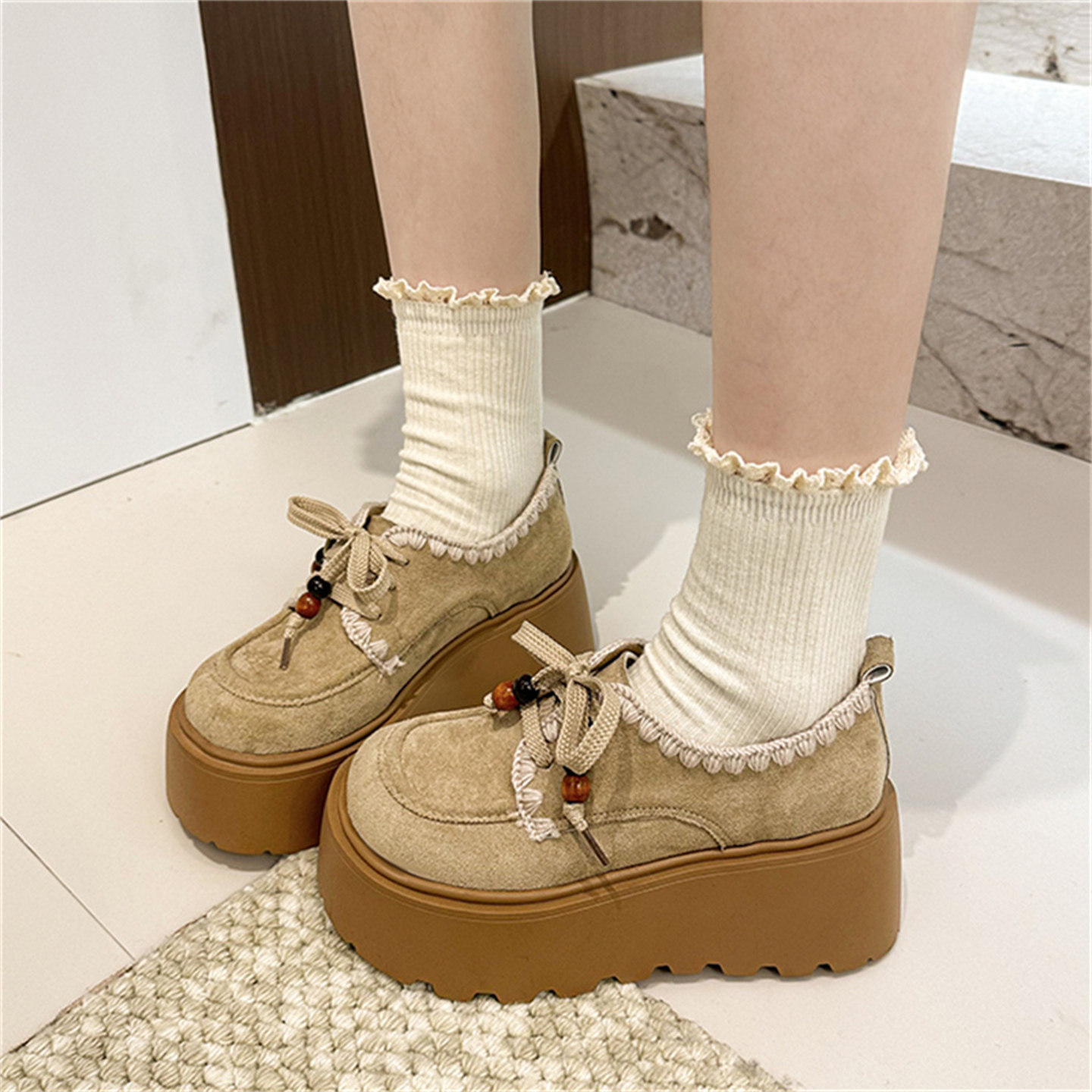 厚底增高勃肯鞋女2026年春季新款时尚小个子单鞋高级感百搭乐福鞋,淘宝优惠券,粉丝福利购,淘宝优惠卷