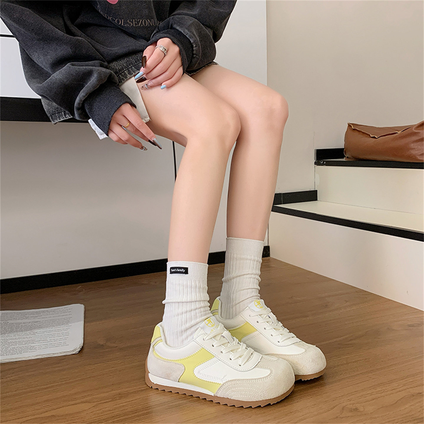 时尚百搭德训鞋女2026春季新款爆款休闲高级阿甘鞋平底气质运动鞋,淘宝优惠券,粉丝福利购,淘宝优惠卷