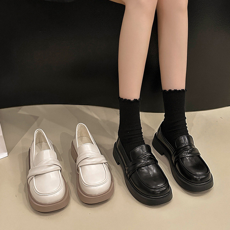 乐福鞋女春秋2025新款一脚蹬休闲女鞋厚底单鞋子黑色英伦风小皮鞋,淘宝优惠券,粉丝福利购,淘宝优惠卷