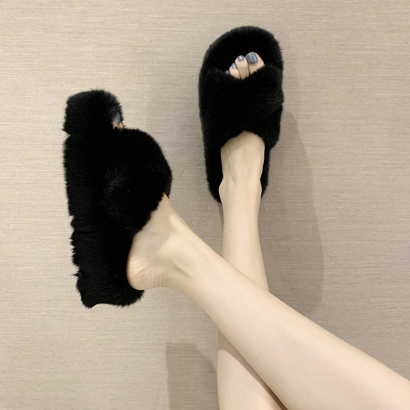 毛毛拖鞋女夏外穿2025年新款时尚百搭网红交叉松糕厚底凉拖ins潮,淘宝优惠券,粉丝福利购,淘宝优惠卷