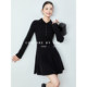 SUK swaying cable! 100% wool lapel single-breasted slim high-waisted A-line skirt knitted dress for women