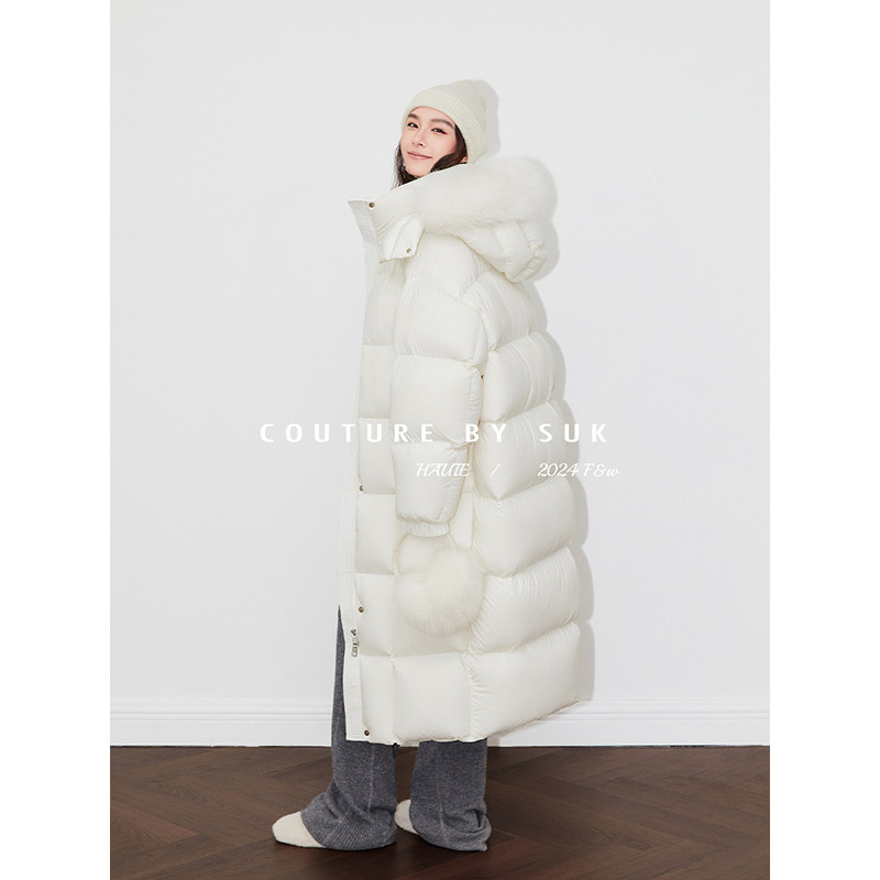 SUK 极光旅途！长款大毛领连帽廓形宽松版型泡芙90鹅绒羽绒服女