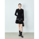 SUK swaying cable! 100% wool lapel single-breasted slim high-waisted A-line skirt knitted dress for women