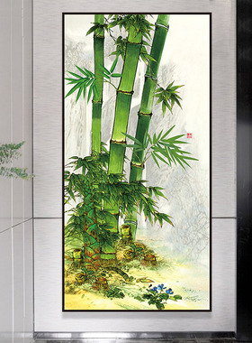 新中式风绿色竹子办公室装饰画