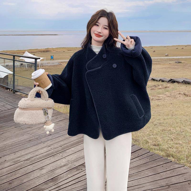 韩系蓝色羊羔秋毛仿皮毛一藏体外套女小冬2025新款个子好c196-811 - 图2