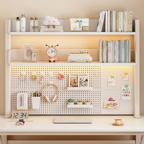 书桌收纳置物架带洞洞板桌上书架儿童学习桌面置物架多层储物书架 - 图2