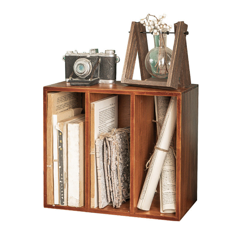 松川家居做旧书架简易书本置物架实木桌面收纳架学生儿童办公书柜,淘宝优惠券,粉丝福利购,淘宝优惠卷